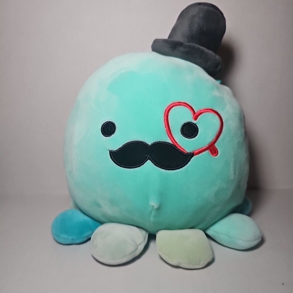 Squishmallows 8" Eiko Fancy Octopus Top Hat Heart Monocle 2023 Valentine MINT